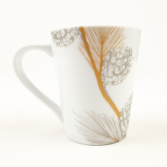 St. Nicholas Square Pine Boughs & Cones Christmas 12oz Coffee Mug Silver Gold - Picture 3 of 8